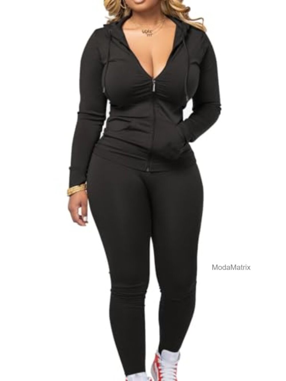 Women's Jogger Set Sweatsuit Tracksuit Long Hoodie Long Pants Elastic Full
